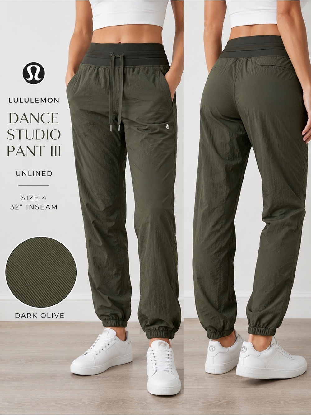 Lululemon Dance Studio Pant III Unlined 32” Dark Olive Size 4 Lightweight Jogger